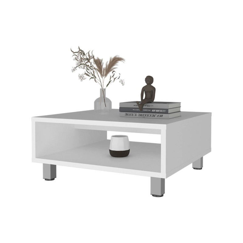 Table basse avec rangement ouvert, Blanc