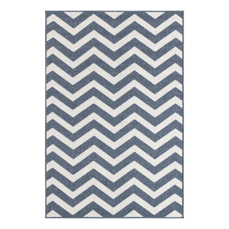 Tapis intérieur / extérieur bleu marine Arella, Rectangle 4 pi x 6 pi