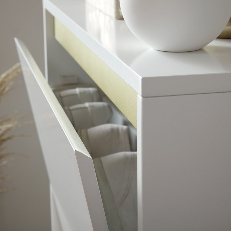 Bellandra Iliana Flip Down Shoe Storage, Gold/White