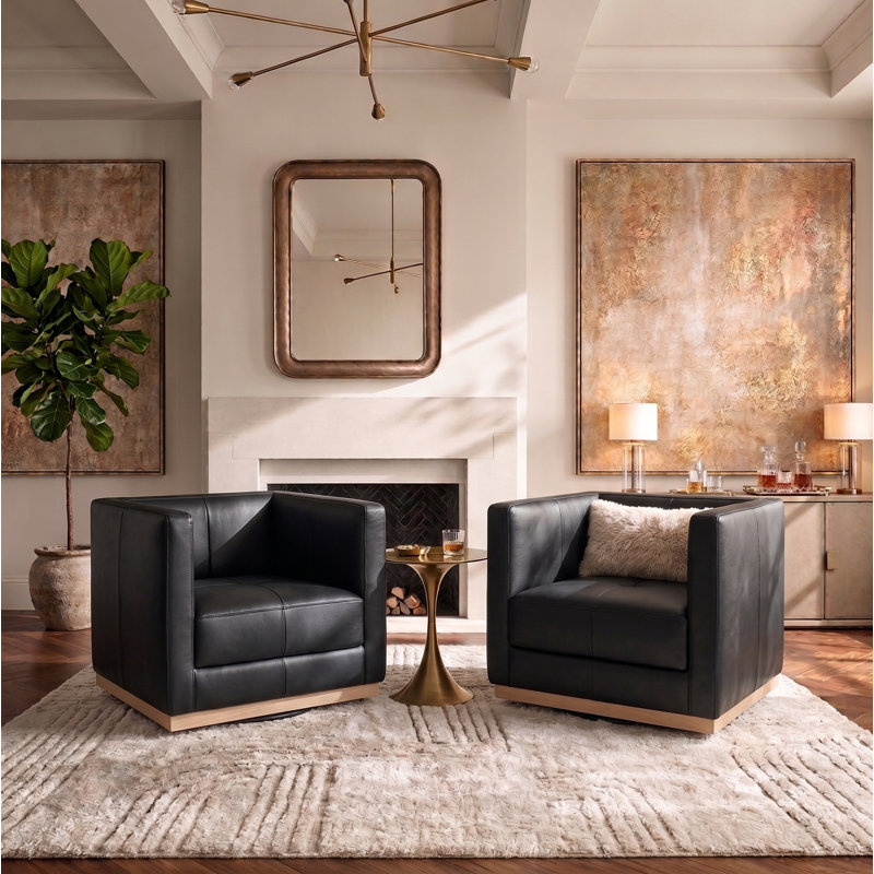 Chaise d'appoint pivotante rembourrée, Noir