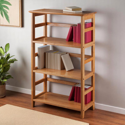 Bibliothèque à 3 sections Morrison Honey Finish pour bureau à domicile, H 41,72 po x l 25,72 po x P 11,74 po
