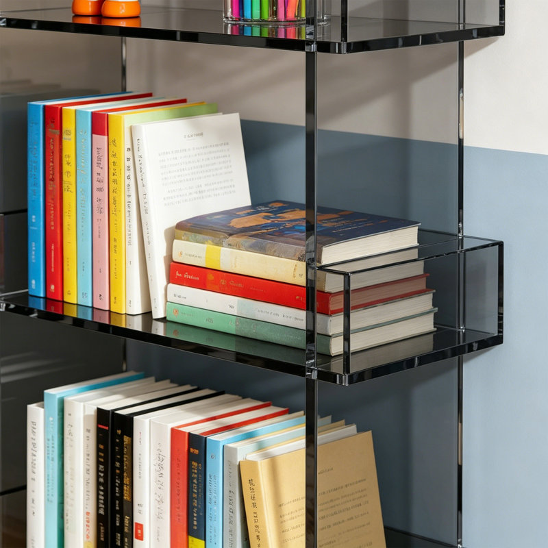 Bibliothèque simple en acrylique, (3 tablettes) H 45,2 po x l 23,62 po x P 11,81 po