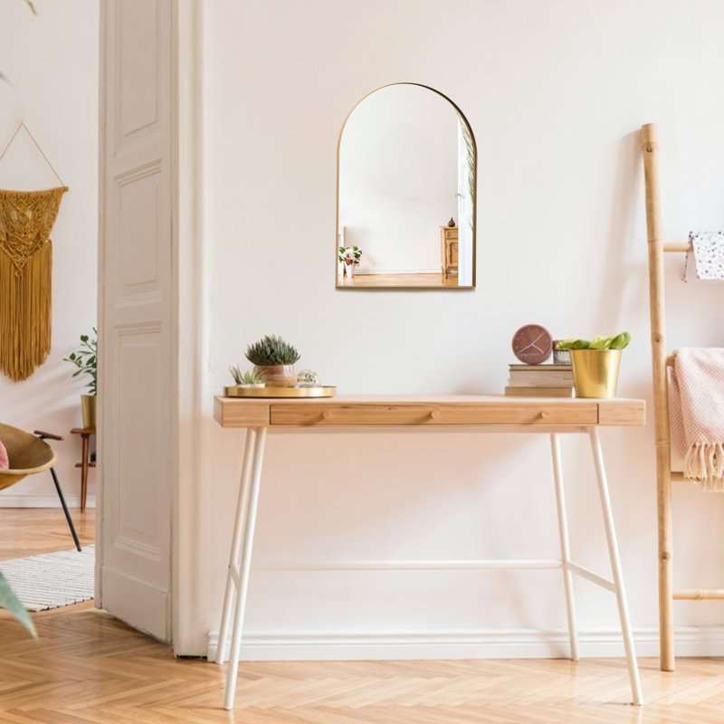 Mood Premium Arch Bathroom Mirror Framed Wall Mounted, Recessed Arched Frame Modern & Stylish, 50 cm x 40 cm, Satin Gold