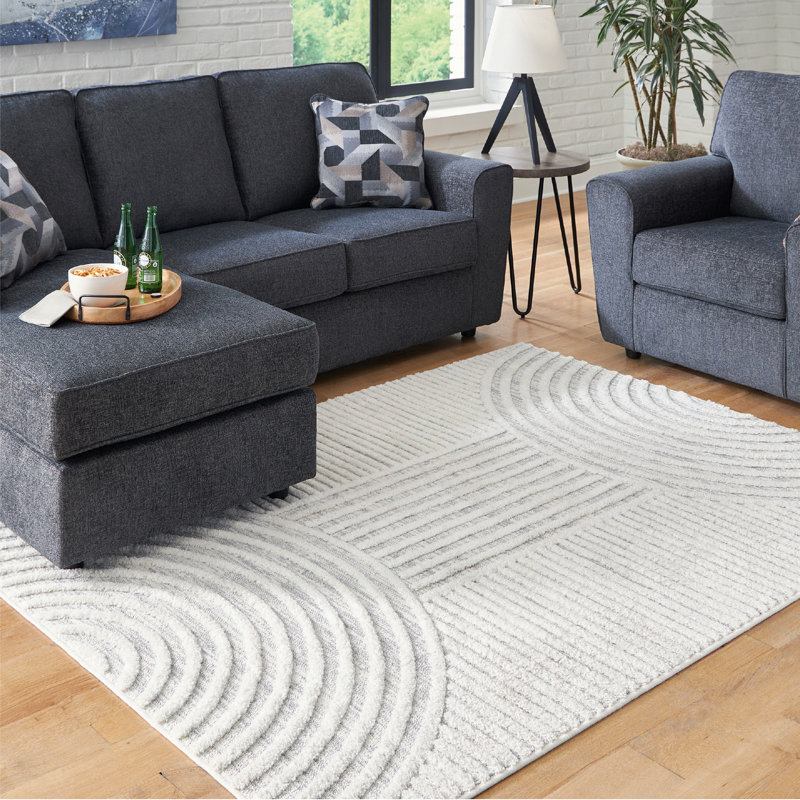 Cheskey Striped Indoor Rug, Rectangle 5'3" x 7'