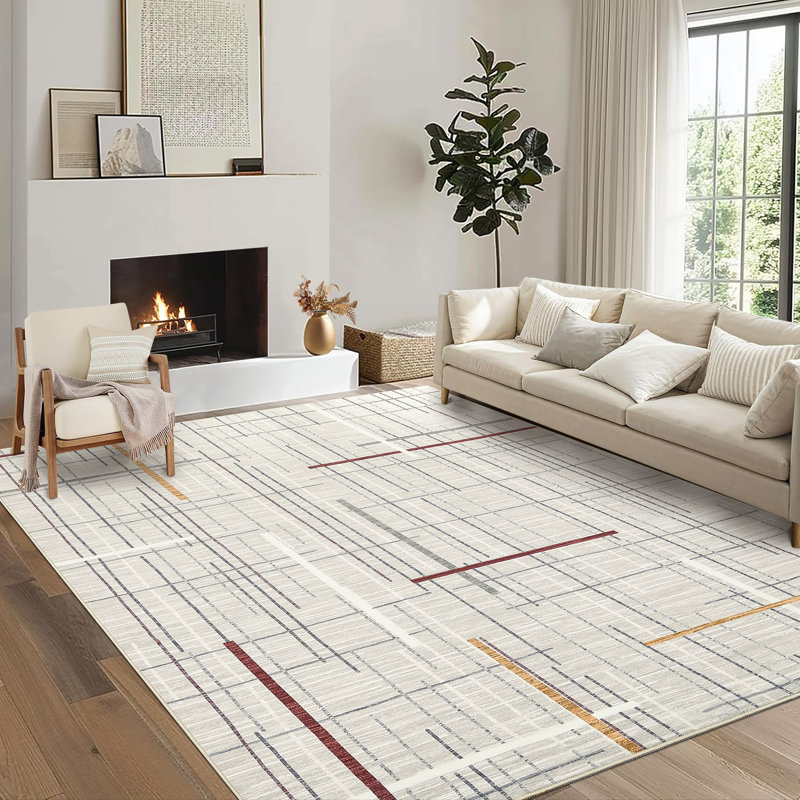 Tapis de salon 8 x 10 x 8 po, Beige, Rectangulaire 8 pi x 10 pi