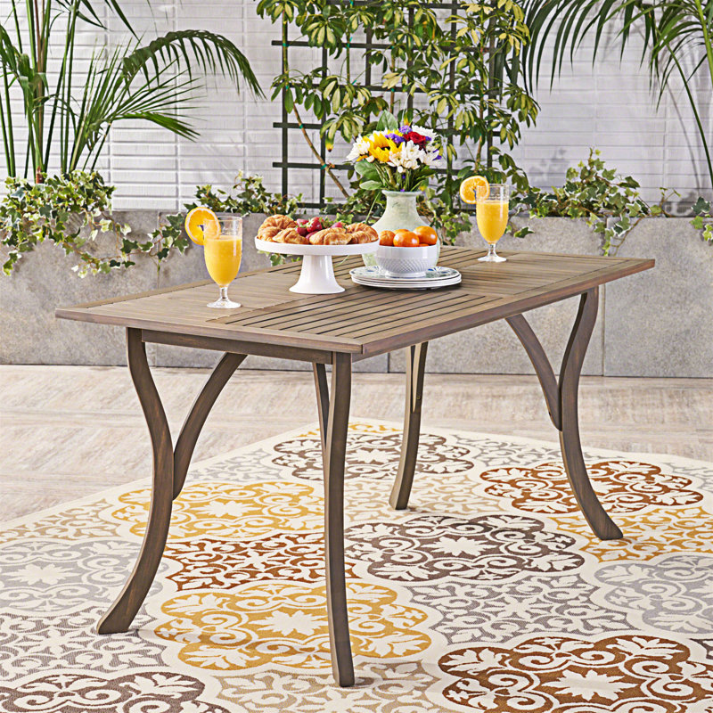 Brizio Rectangular Outdoor Dining Table , 59.00'' in. W 31.50'' in. D, Gray