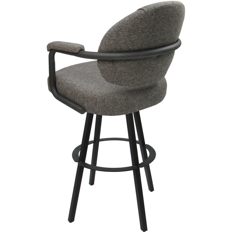 Tabouret de bar pivotant en métal Leandra, Mélange de polyester gris / cadre gris