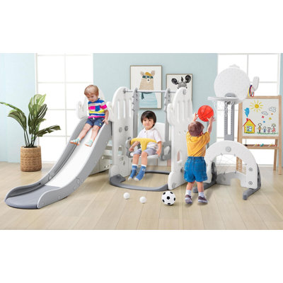 Ensemble de jeu de glissade et de balançoire pour tout-petits 7 en 1 - intérieur / extérieur avec jeux de balançoire et de balle réglables