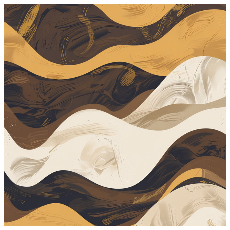 Brown Beige Waves Quilted Bedspread All Sizes, Queen