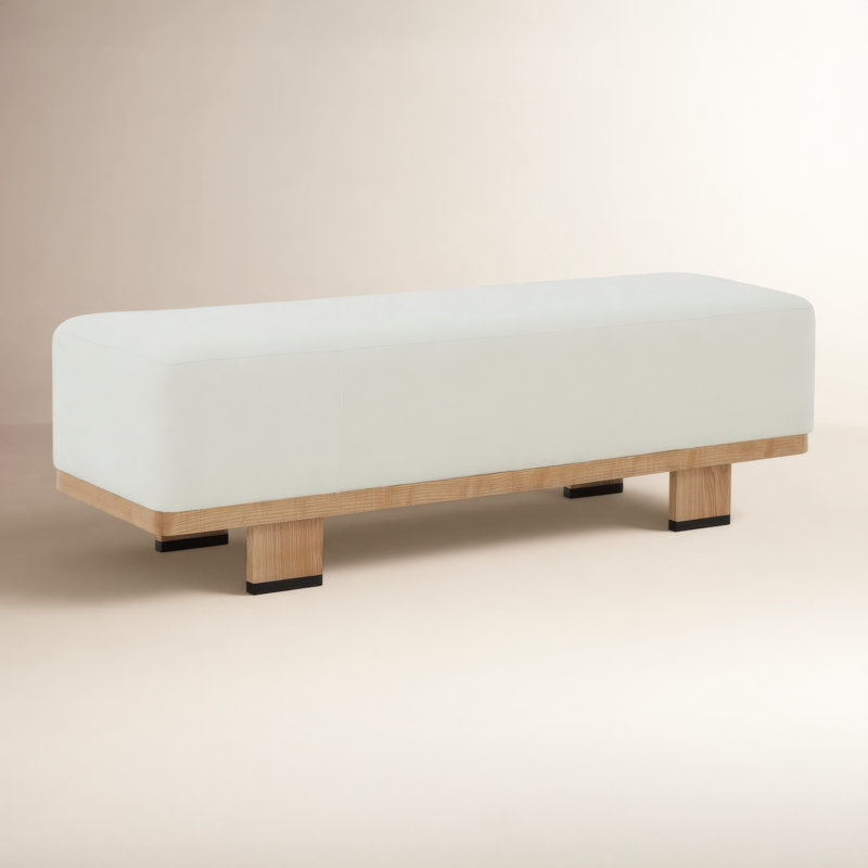 Lilli Boucle Upholstered Bench, Natural/Black