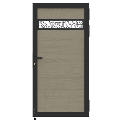6Ft H*3Ft W Decorative Privacy Fence Gate With Metal Frame And Knob Kits, Wood Plastic Composite Gate - Not Including Posts