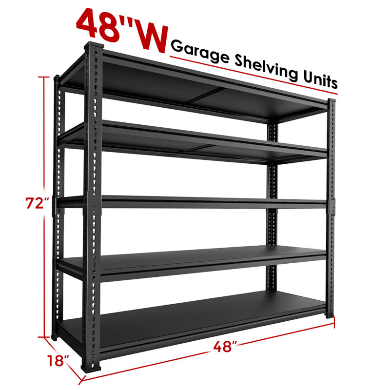 Adjustable Heavy Duty Metal Shelving Unit For Garage,Pantry,Storage,Toolsheds, Warehouses, 72" H x 48" W x 18" D