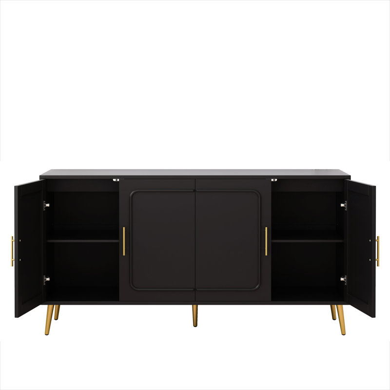 Armoire de rangement à 4 portes en rotin 59,84 po