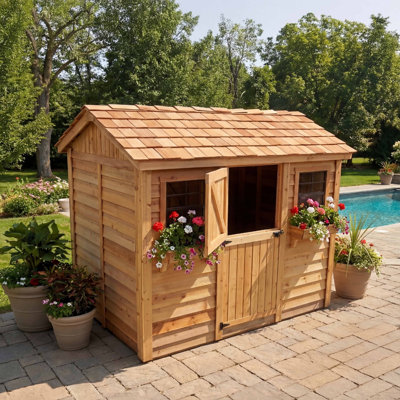 9 ft. W x 6 ft. D Cabana Cedar Wood Pool and Garden Shed