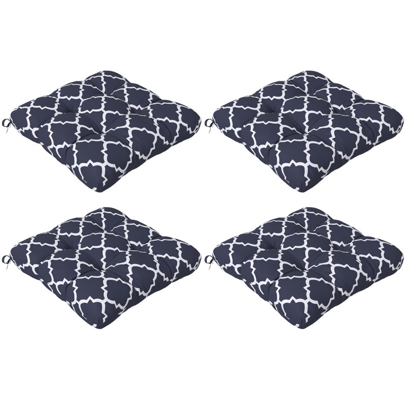 Outsunny Set of 4 Outdoor Seat Cushions 48 x 48 x 8 cm Blue