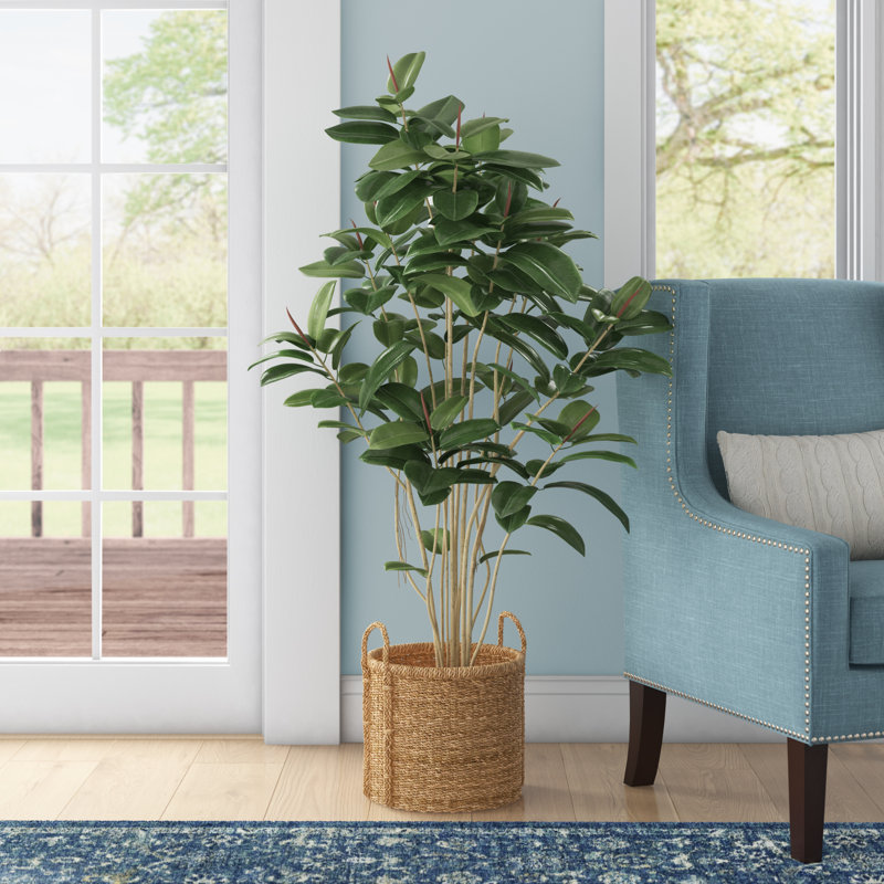 Hévéa artificiel en pot vert, H 72 po x l 40 po x P 40 po