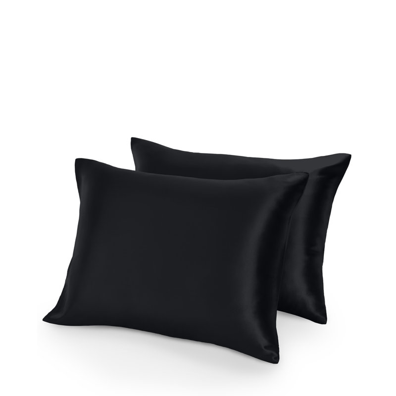 Soft Poly Satin Pillowcase Set, Black