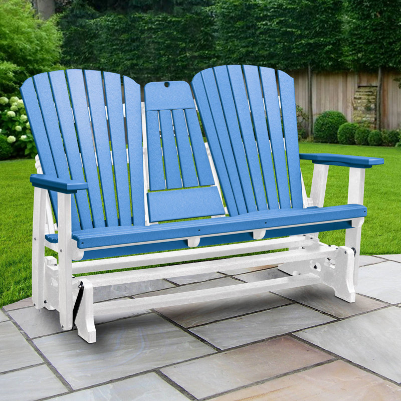 Fauteuil oscillant d'extérieur Bethy, Structure blanche / siège bleu pacifique