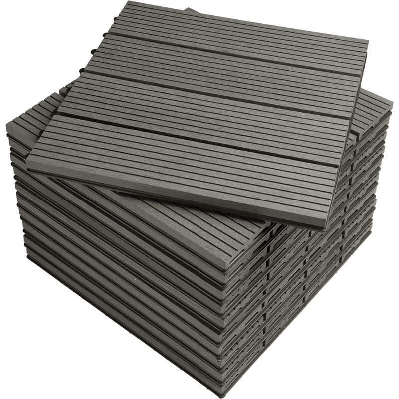 30cm x 30cm wood-effect Gurleen made of plastic/wood, Light Grey