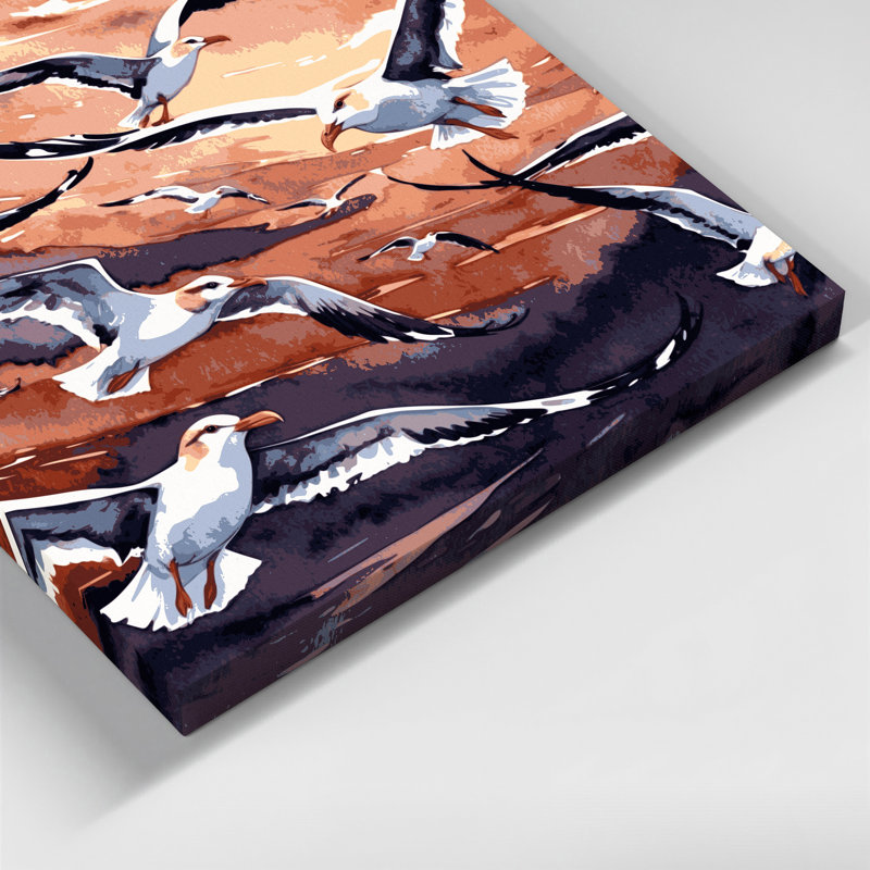 «Birds Ring», art mural sur toile mauve à bec, H 11 po x l 14 po