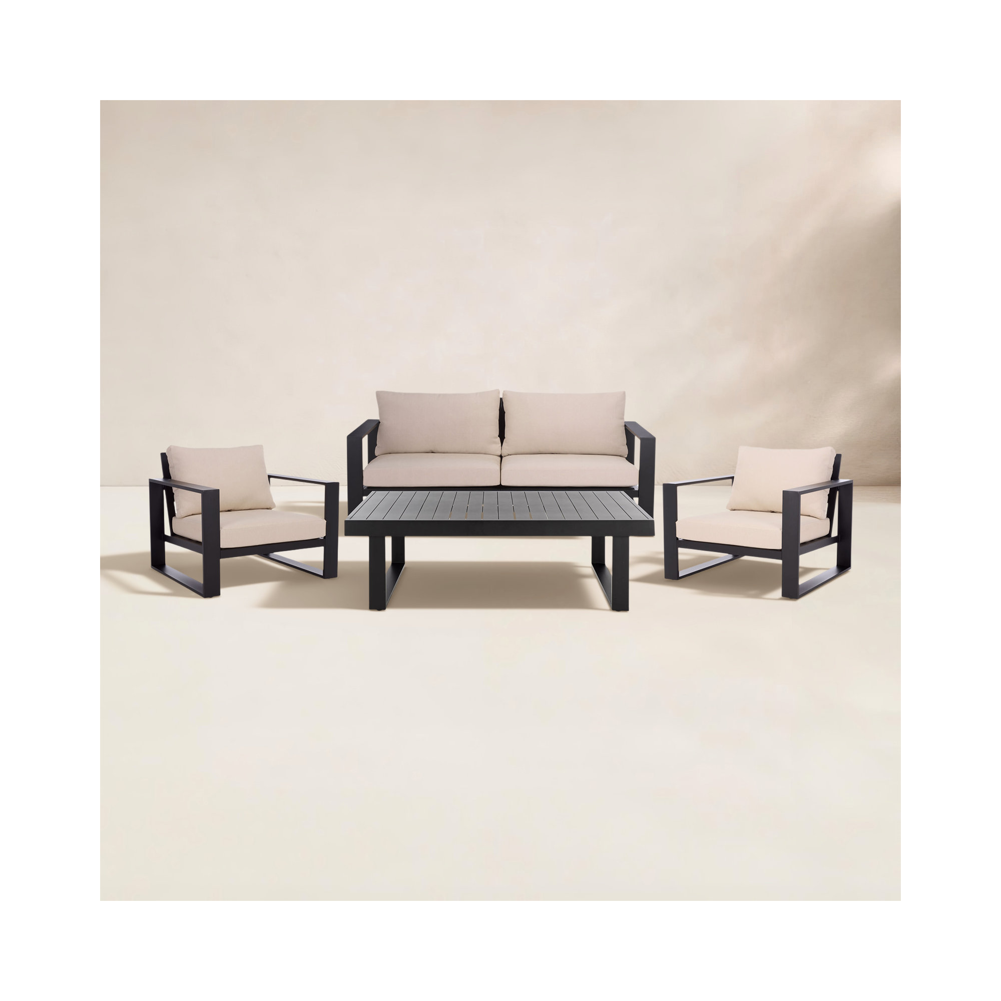 Dwyer 4 Person Patio Conversation Set, Black