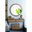 Miroir rond en bois avec cadre perlé pour décoration de salon 33,5 x 2 x 33,5 pouces avec entrée