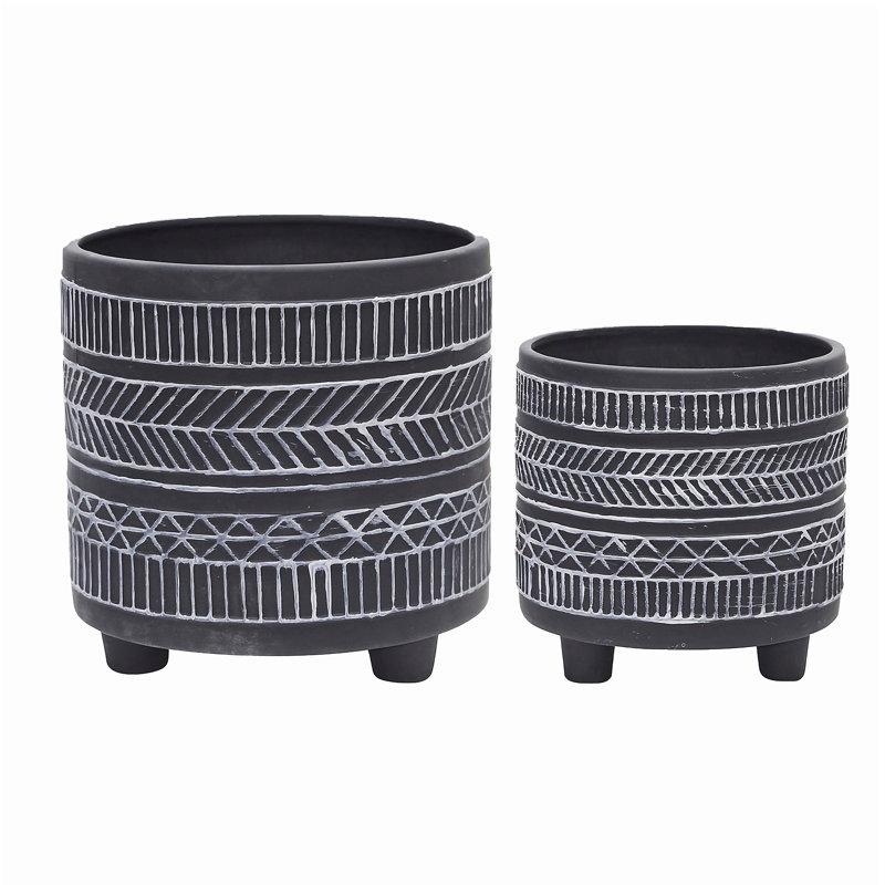 S / 2 POT DE FLEURS 6/8 "NOIR