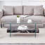 Table basse rectangulaire flottante double couche, pieds en verre noir-972913709