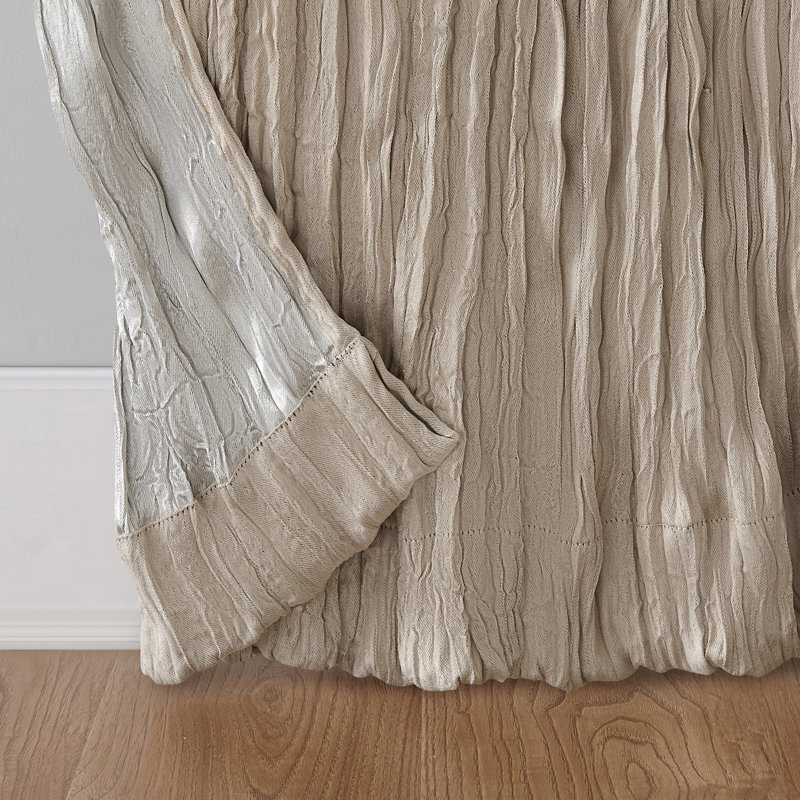 Fernandes Distressed Velvet Semi-Sheer Tab Top Curtain Panel, Pearl, 50" W x 84" L