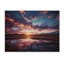 Coucher de soleil au bord du lac - Impression de paysages sur bois de pin naturel-417900188