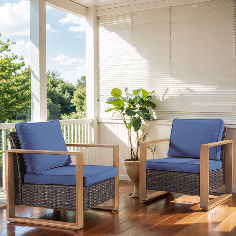 Suilmann Outdoor Lounge Chair, Bleu, Brun