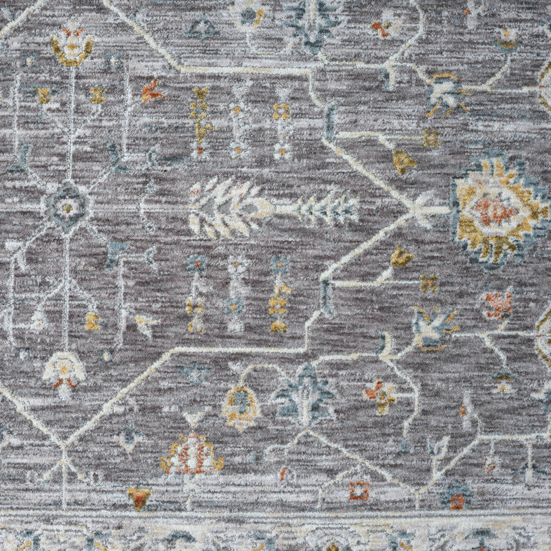 Jolene Oriental Performance Area Rug in Gray/Ivory, Rectangle 9' x 12'