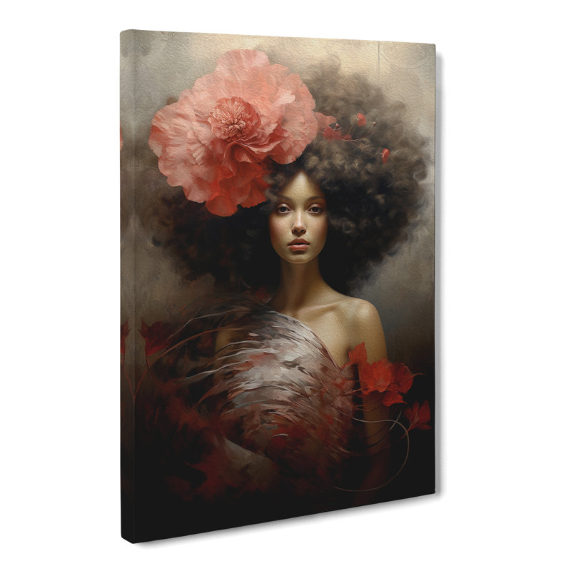 Woman With Curls Romanticism - Wrapped Canvas