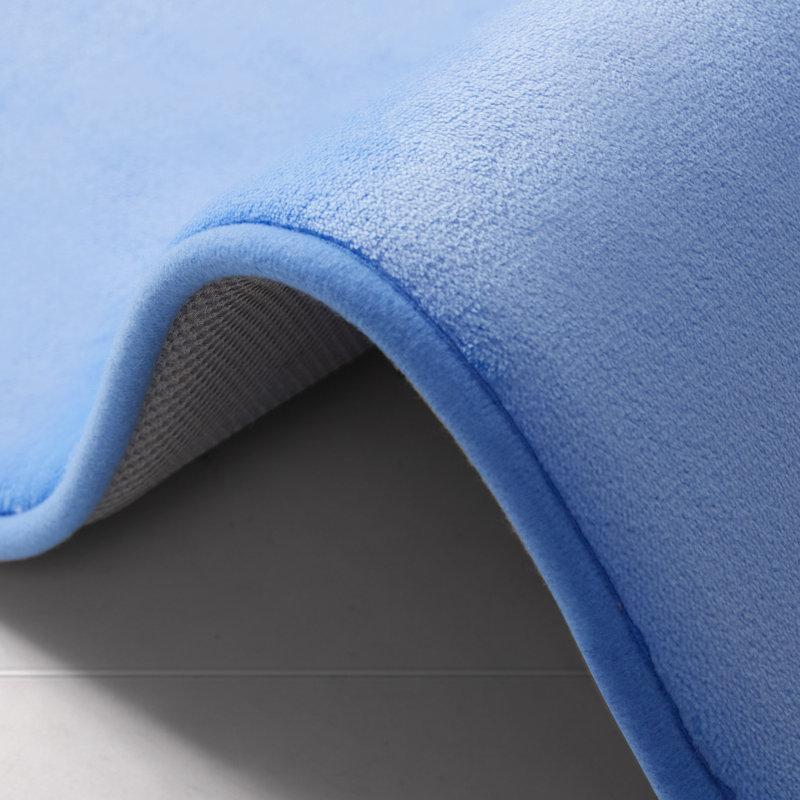 Champion Logo Patch Memory Foam 17 in. x 24 in. and  20 in. x 32 in. Bath Mat, Light Blue