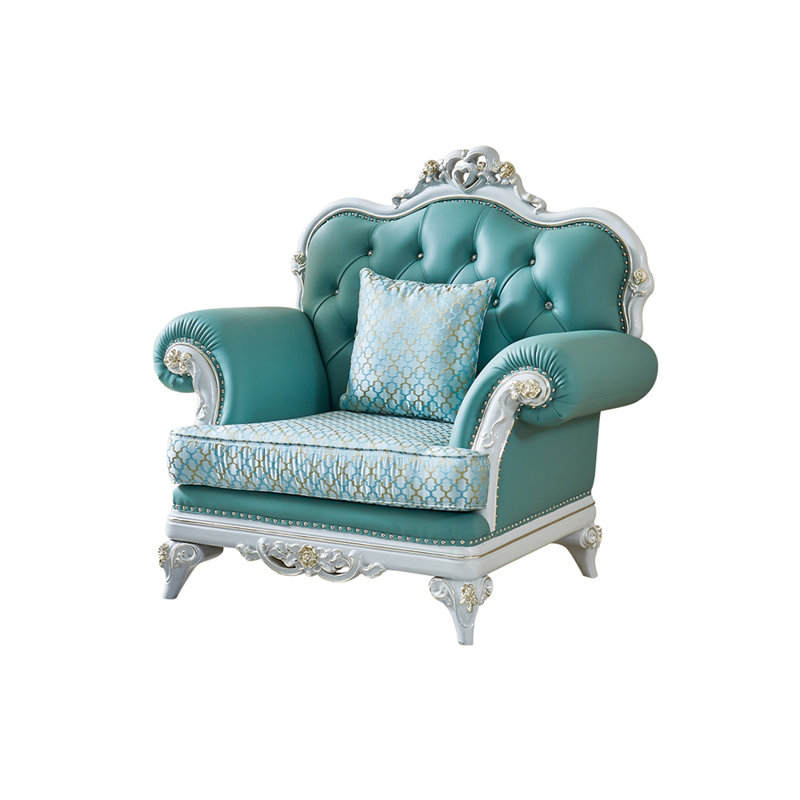 Fauteuil de luxe en bois massif de style européen avec fauteuil capitonné de 49,21 po de largeur