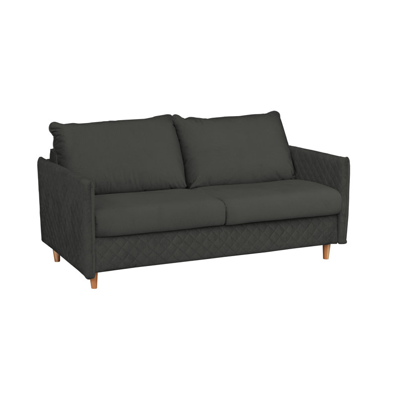 Melieck 2-Seat Velvet Sleeper Sofa with Mattress, Smooth Black