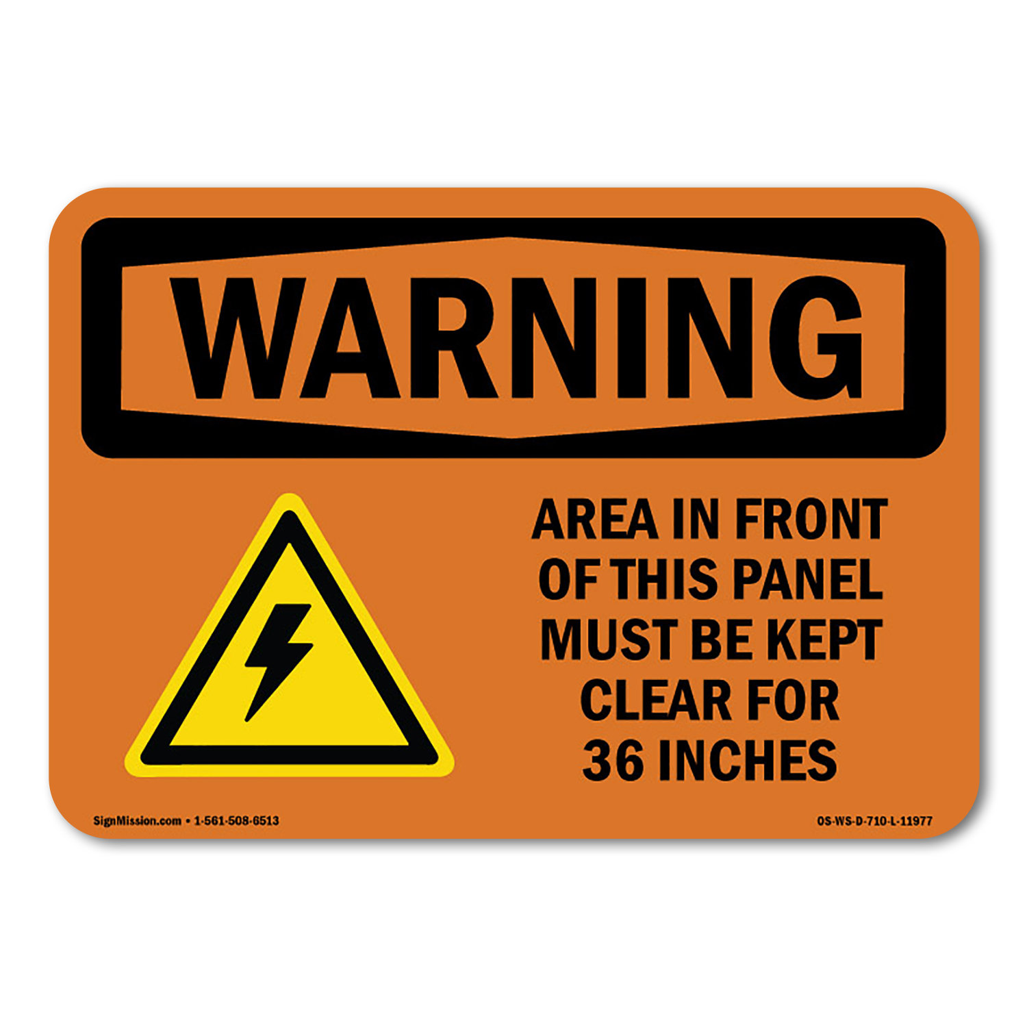 SignMission Osha Warning Sign - Area in Front of This Panel with Symbol ...