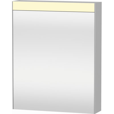 Surface Mount Frameless 1 Door Medicine Cabinet with 2 Shelves and LED Lighting