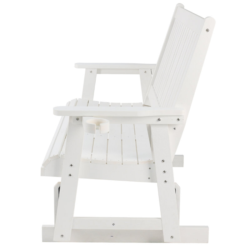 Fauteuil oscillant d'extérieur en plastique et en polyéthylène pour 3 personnes avec siège profond, dossier haut et porte-gobelets, poids lourd 900 lb