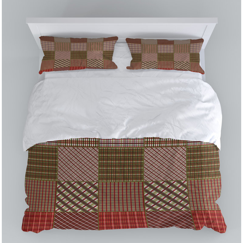 Checkered Duvet Cover, King Duvet Cover + 2 King Shams
