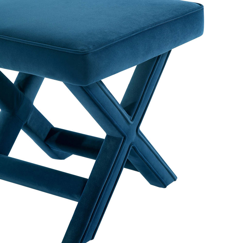 Faulkwoods Velvet Ottoman, Blue