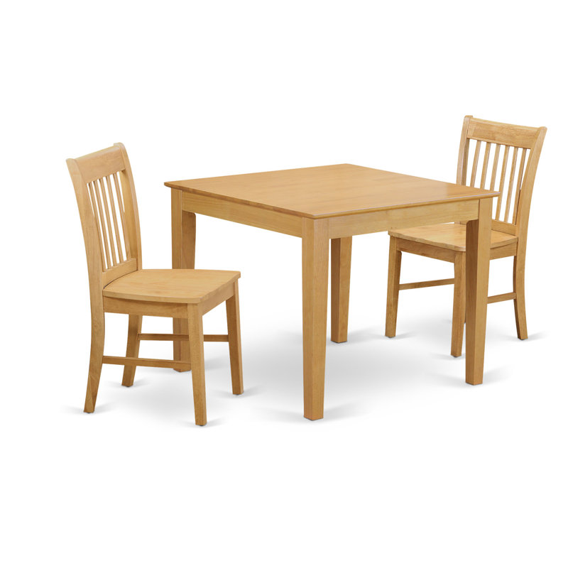 L'ensemble 3 pièces de table et chaises de cuisine contient une table de salle à manger carrée et 2 chaises de salle à manger, chêne