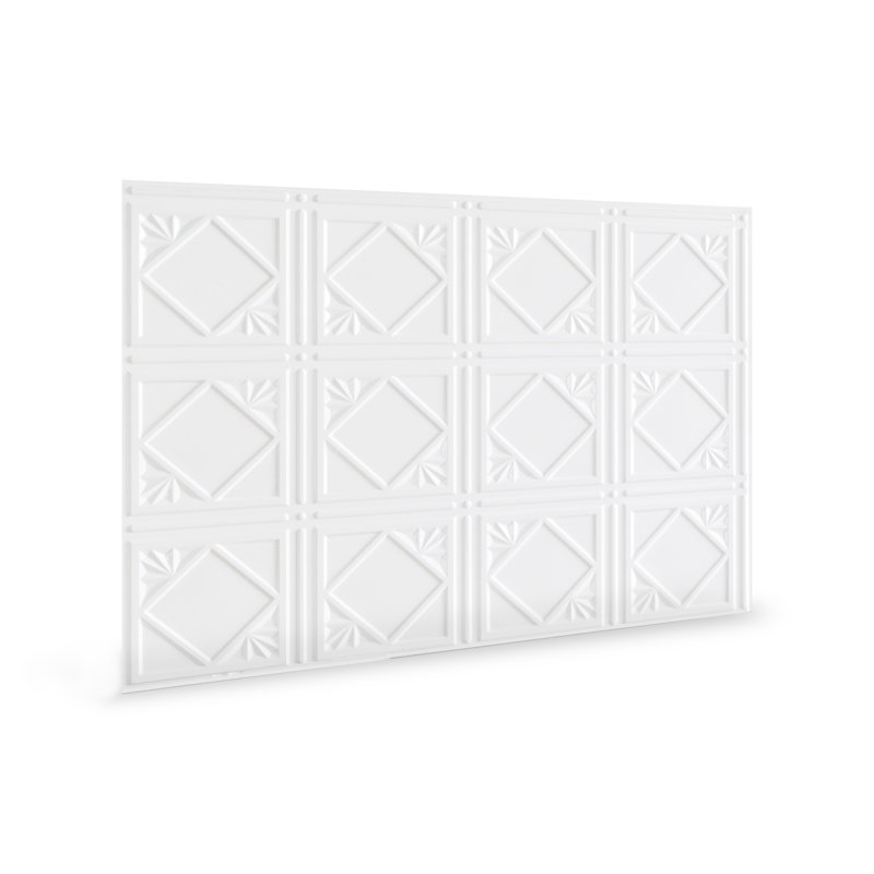 White 3D Embossed Tin Backsplash Panels 30-Pack