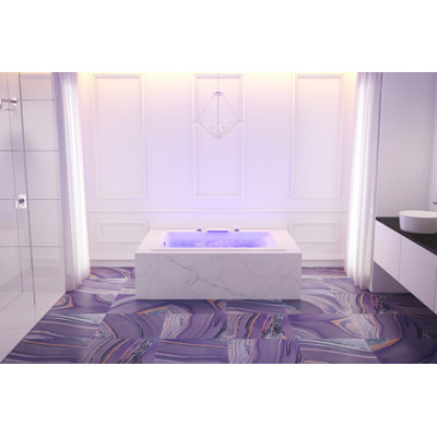 Elara® 72" x 42" Drop in/Undermount Air Acrylic Bathtub with Chroma therapy
