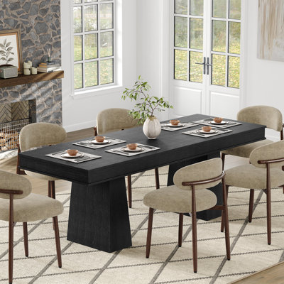 63''-86.6'' Extendable Dining Table for 6-10, Solid Wood Rectangular Extendable Kitchen Table, Mid Century Modern,  for Kitchen, Dining Room