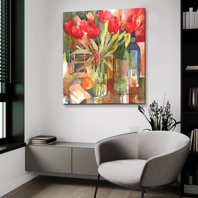 «Bottles & Blooms» par Annelein Beukenkamp, art mural en verre acrylique, H 36 po x l 36 po x P 0,2 po