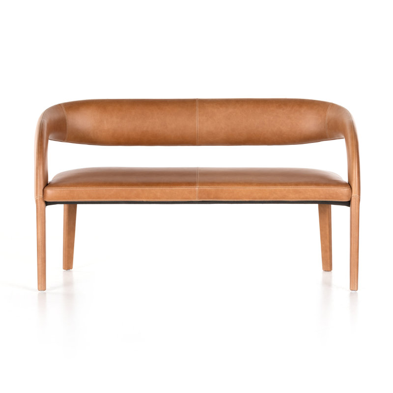 Hawkins Upholstered Dining Bench, Sonoma Butterscotch Genuine Leather