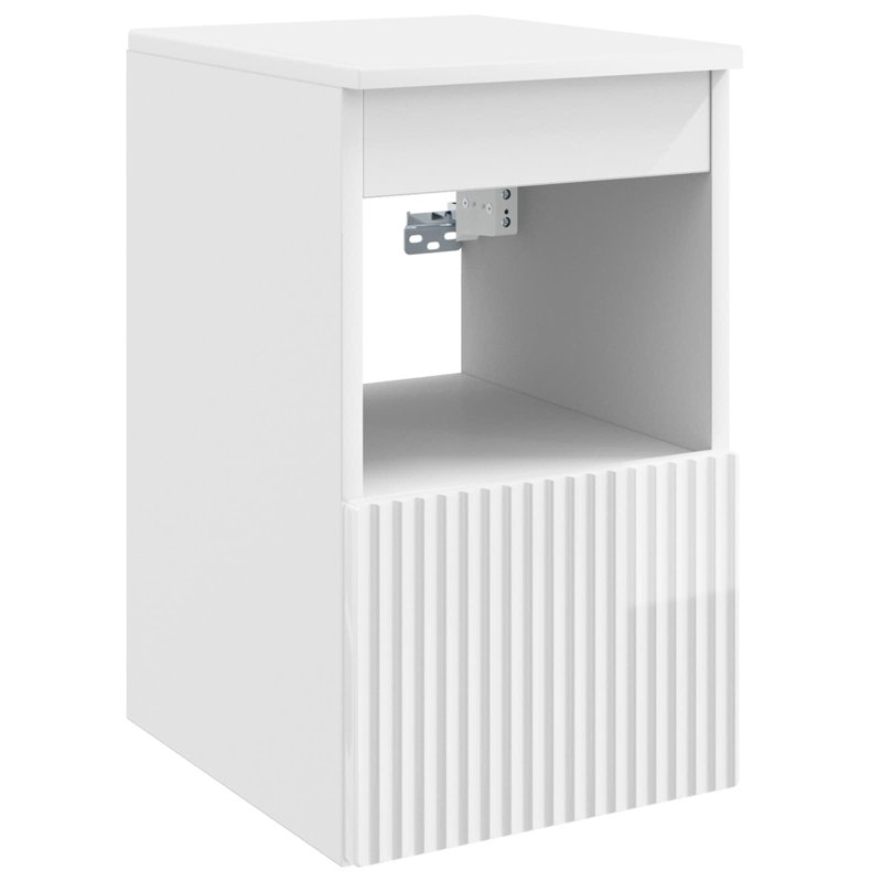 Engineered Wood Bathroom Cabinet, 50cm H x 30cm W x 44.5cm D, High Gloss White