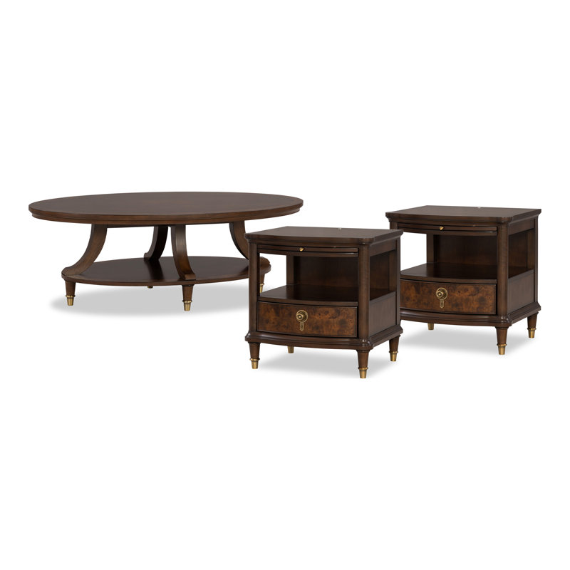 Liliana 3-Piece Solid Wood Coffee Table Set, 3 Pieces: Coffee Table, 2 End Tables