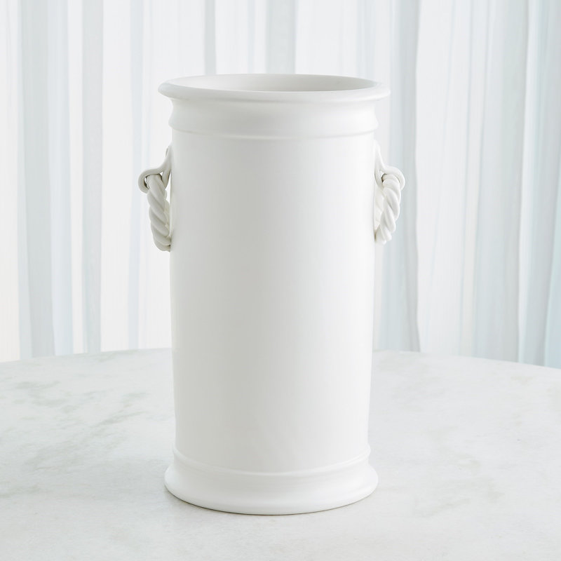 Récipient à poignée en corde, Céramique / Porcelaine, Blanc
